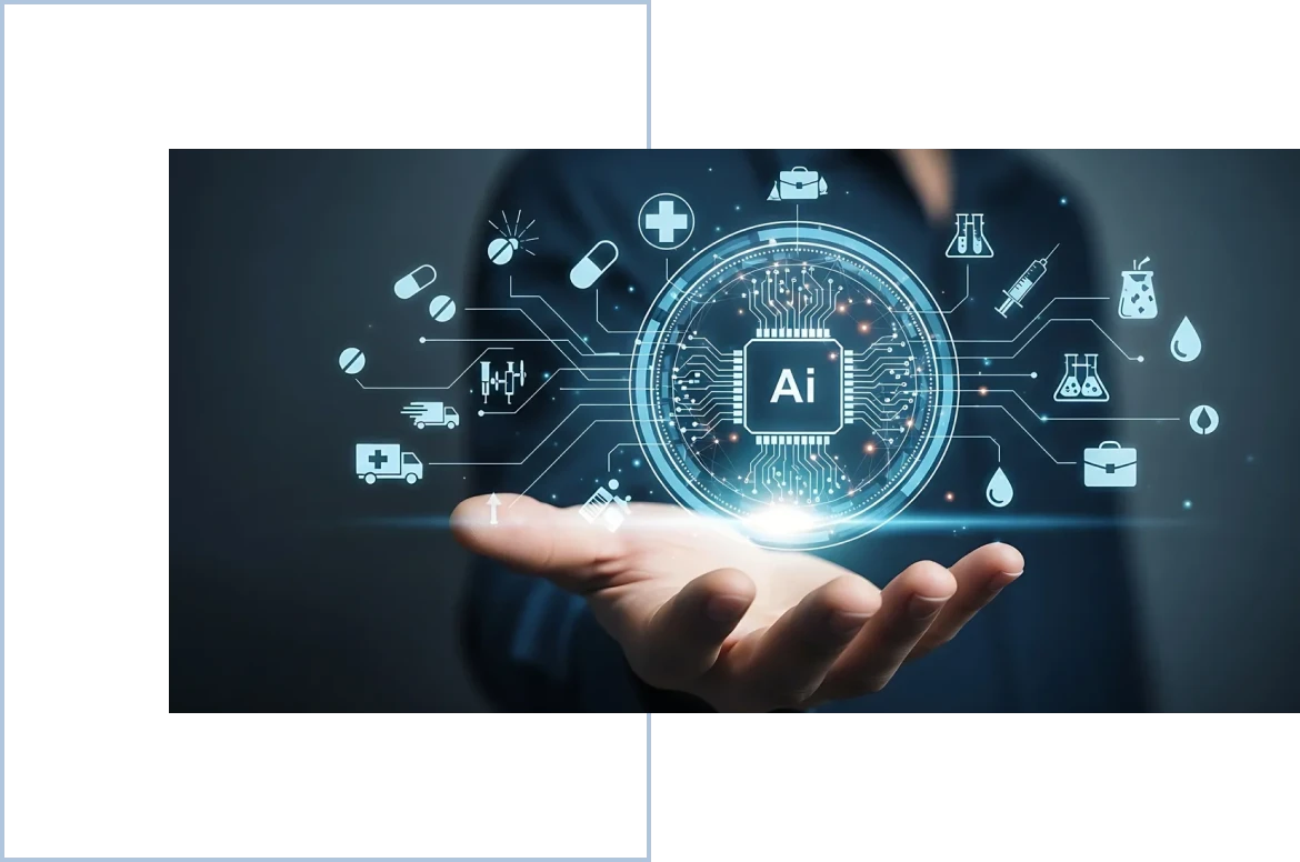AI technology concept with healthcare icons
