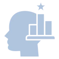 Brain and bar chart icon with star