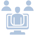 Virtual conference symbol with people silhouettes